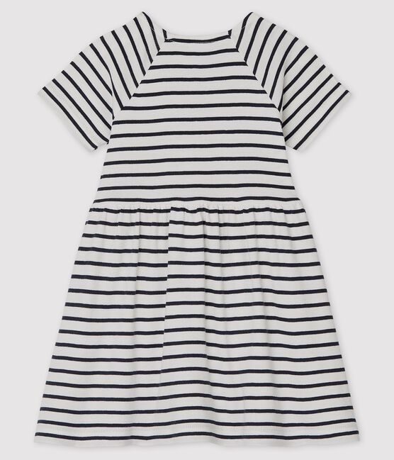 Vestido de manga corta a rayas para bebé niña blanco MARSHMALLOW/azul SMOKING