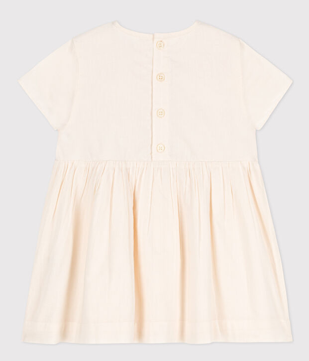 Vestido de manga corta con fruncidos para beb&eacute; crudo/multicolor