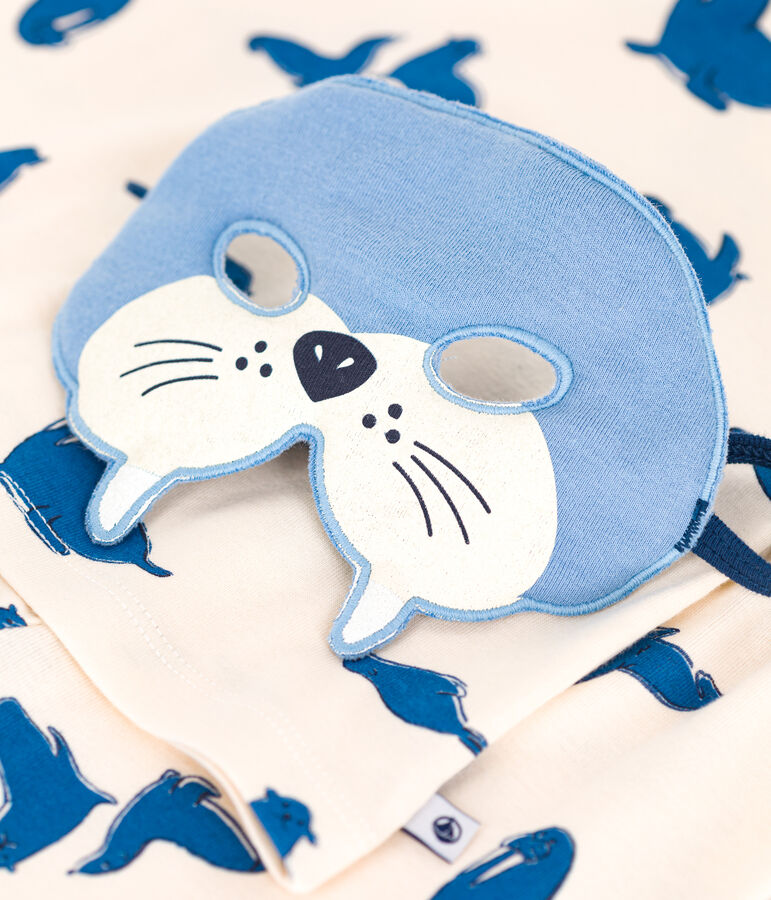 Pijama disfraz infantil de algod&oacute;n con estampado de morsas crudo/multicolor