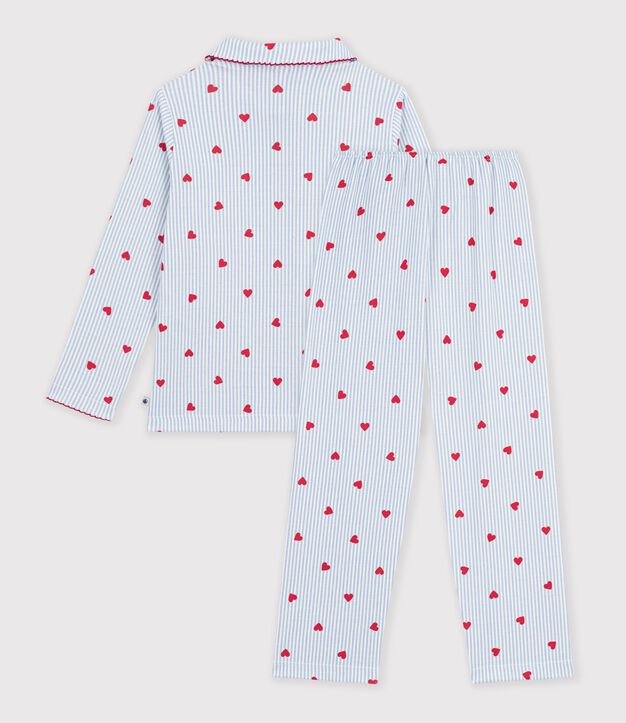 Pijama infantil abotonado de algod&oacute;n con estampado de corazones blanco/multicolor