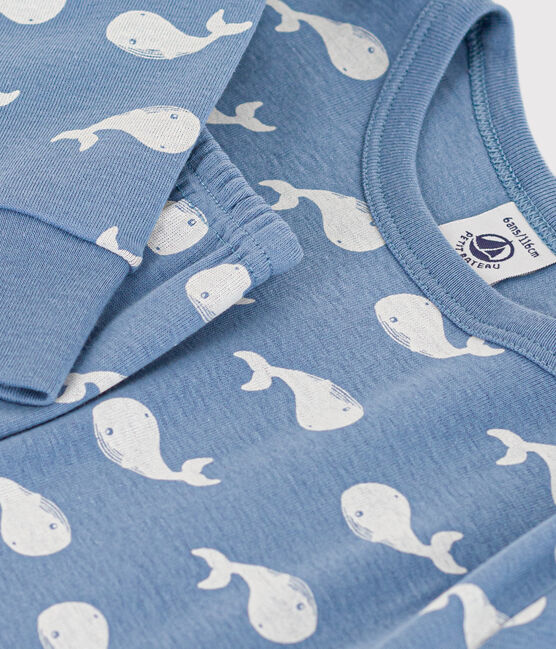 Pijama infantil de algodón con estampado de ballena azul BEACH/ MARSHMALLOW