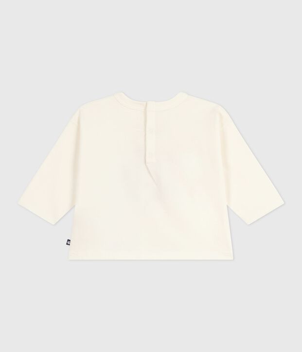 Camiseta de algod&oacute;n de manga larga para beb&eacute; MILK