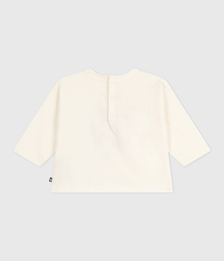 Camiseta de algod&oacute;n de manga larga para beb&eacute; crudo