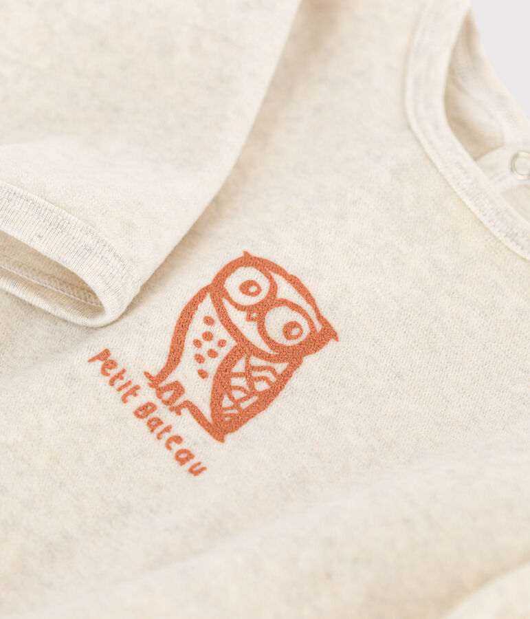 Pelele de terciopelo con b&uacute;hos para beb&eacute; beige MONTELIMAR CHINE