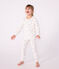 Pijama infantil de terciopelo con estampado de corazones blanco MARSHMALLOW/blanco MULTICO