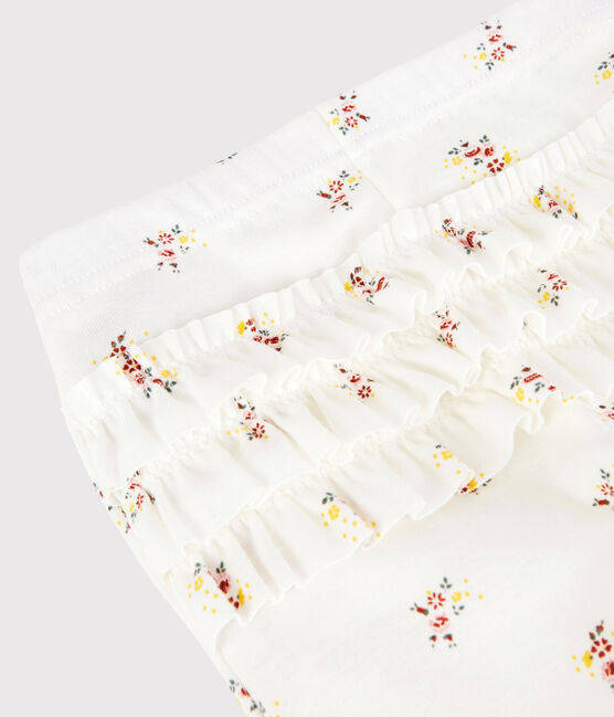 Leggings estampados de algodón de bebé niña blanco MARSHMALLOW/blanco MULTICO