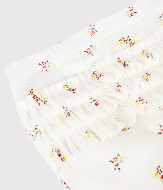 Leggings estampados de algod&oacute;n de beb&eacute; ni&ntilde;a blanco/multicolor