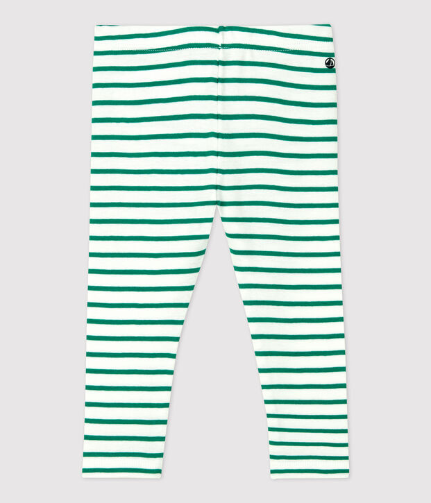 Leggings de algod&oacute;n de beb&eacute;. blanco/verde