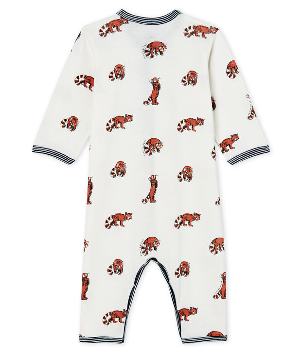 Pijama sin pies de ecol&oacute;gico con forro para beb&eacute; blanco/multicolor