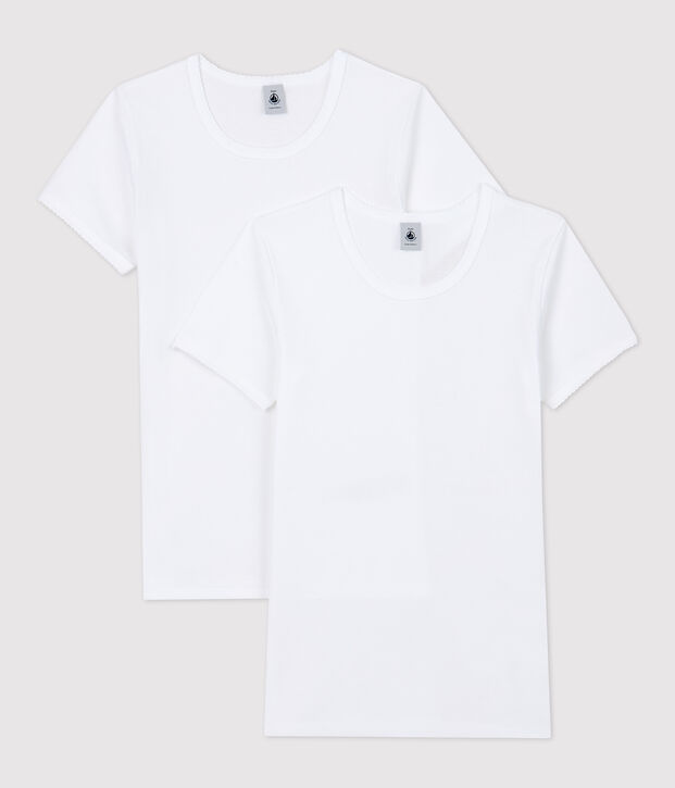 Lote de 2 camisetas blancas de manga corta de chica multicolor