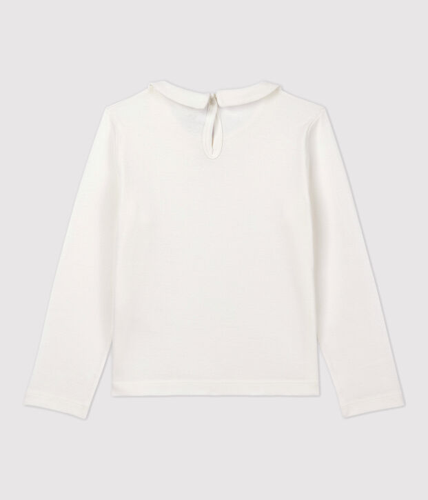 Camiseta de manga larga de algod&oacute;n de ni&ntilde;a blanco