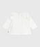Blusa lisa de algodón de manga larga para bebé blanco MARSHMALLOW