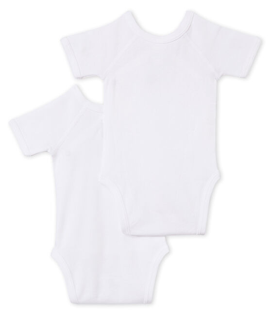 Lote de 2 bodies unisex lisos de manga corta para recién nacido variante 1