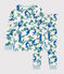 Pijama estampado de gatos en tejido tubular de niño blanco MARSHMALLOW/blanco MULTICO