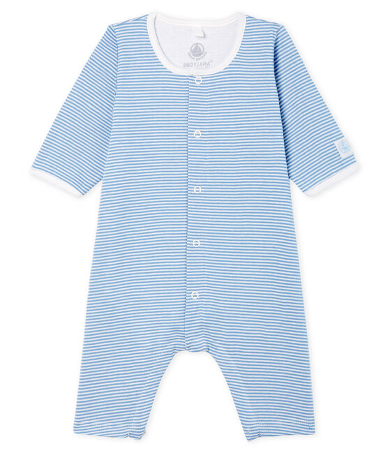 Bodyjama sin pies para bebé niña de punto azul ACIER/blanco MARSHMALLOW