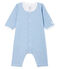 Bodyjama sin pies para bebé niña de punto azul ACIER/blanco MARSHMALLOW