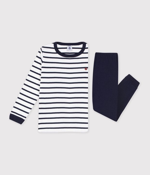 Pijama marinera de ni&ntilde;o de punto blanco/azul