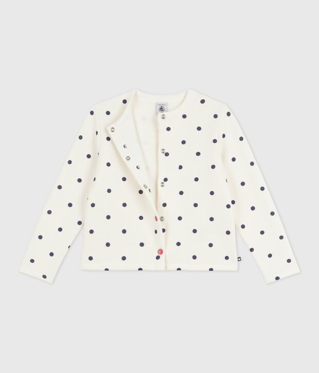 C&aacute;rdigan infantil de algod&oacute;n con estampado de lunares azul/azul