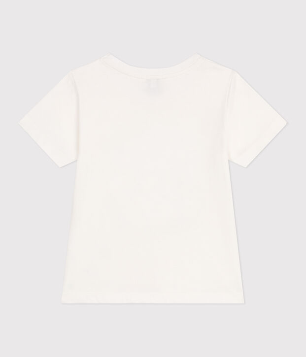 Camiseta infantil unisex de manga corta de algod&oacute;n con estampado blanco