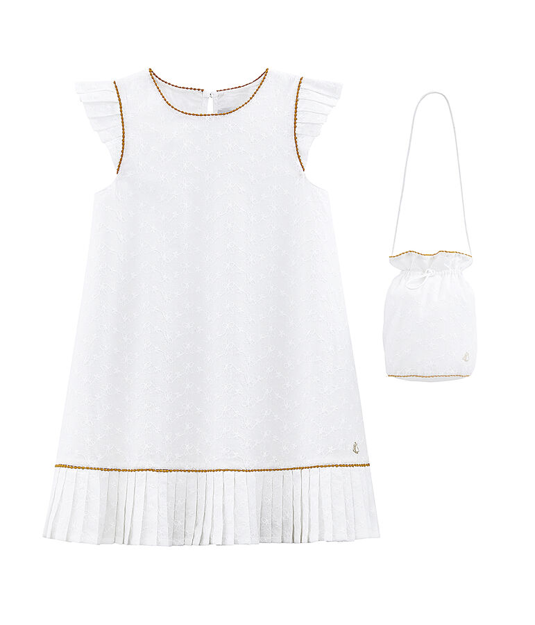 Vestido con bolso de ceremonia infantil para ni&ntilde;a blanco