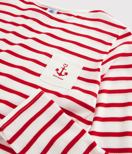 Camiseta marinera para niña y niño blanco MARSHMALLOW/rojo PEPS