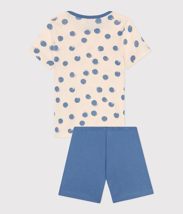 Pijama corto infantil de algod&oacute;n azul/multicolor