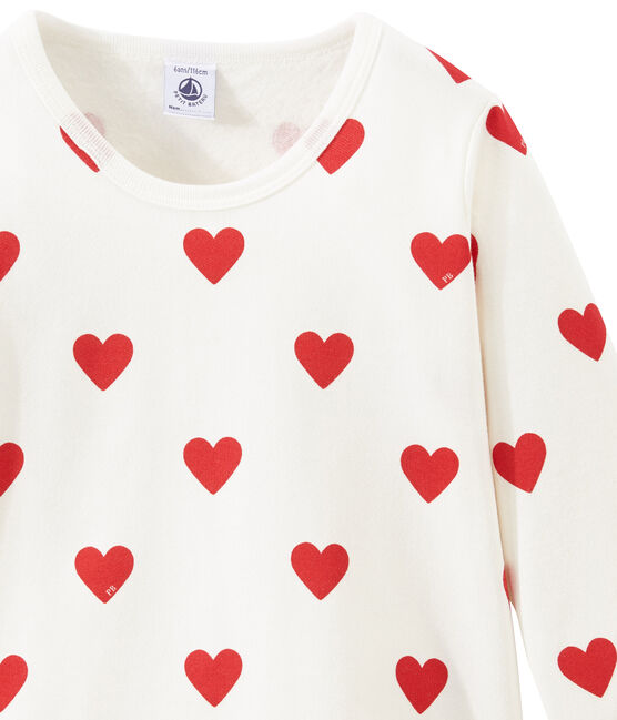 Pijama de muletón para niña blanco MARSHMALLOW/rojo TERKUIT