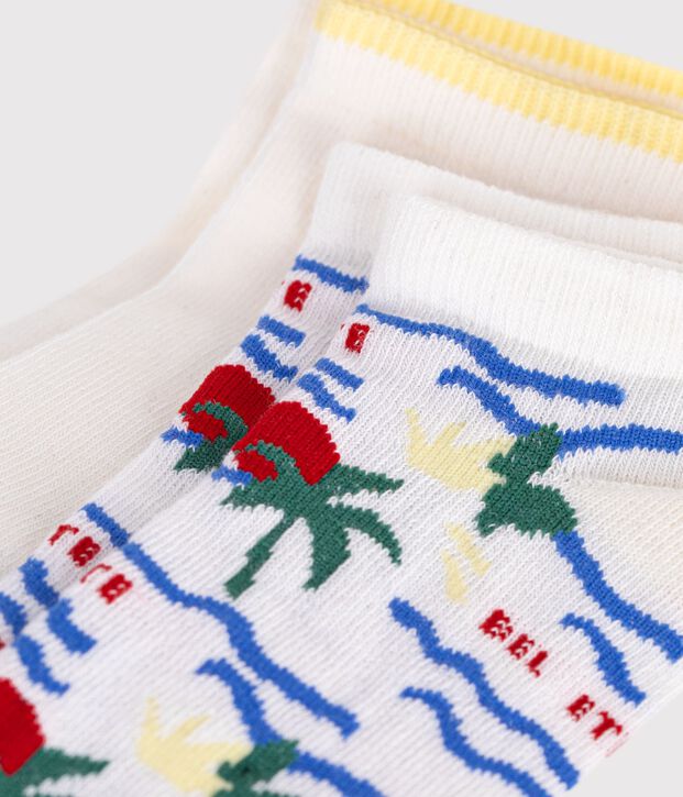 2 pares de calcetines infantiles de algod&oacute;n con estampado de palmera multicolor