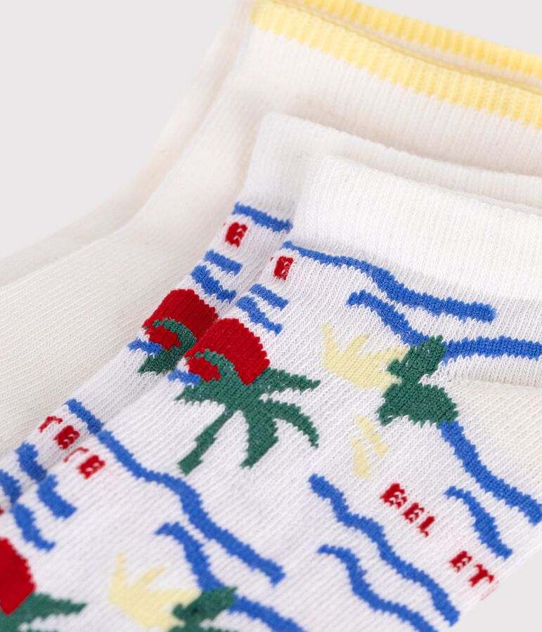 2 pares de calcetines infantiles de algod&oacute;n con estampado de palmera multicolor