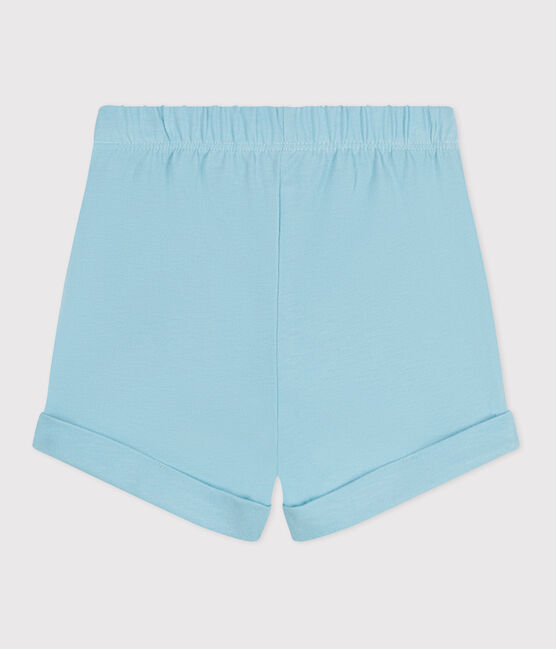 Pantalón corto liso de algodón para bebé azul AQUATIC