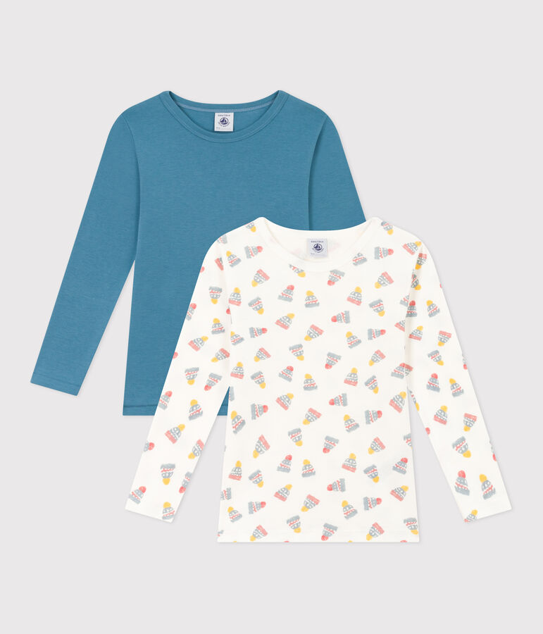 Juego de 2 camisetas de manga larga de algod&oacute;n gorro para ni&ntilde;o multicolor
