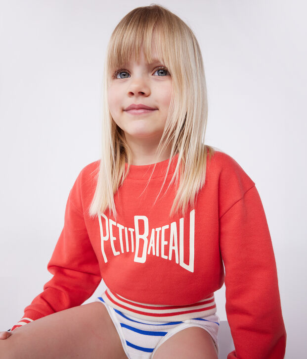 Sudadera infantil unisex de algod&oacute;n con estampado rojo