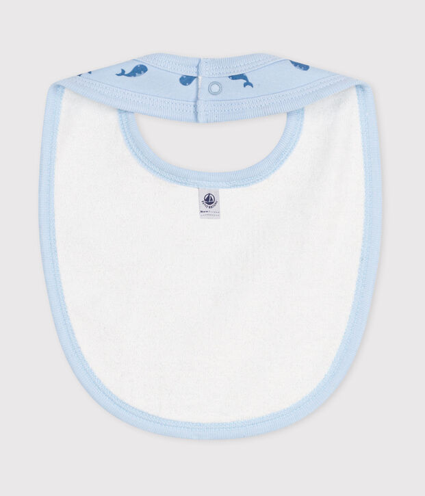 Babero de algod&oacute;n estampado para reci&eacute;n nacido azul/azul