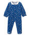 Pijama de terciopelo para bebé niña azul MAJOR/blanco MARSHMALLOW