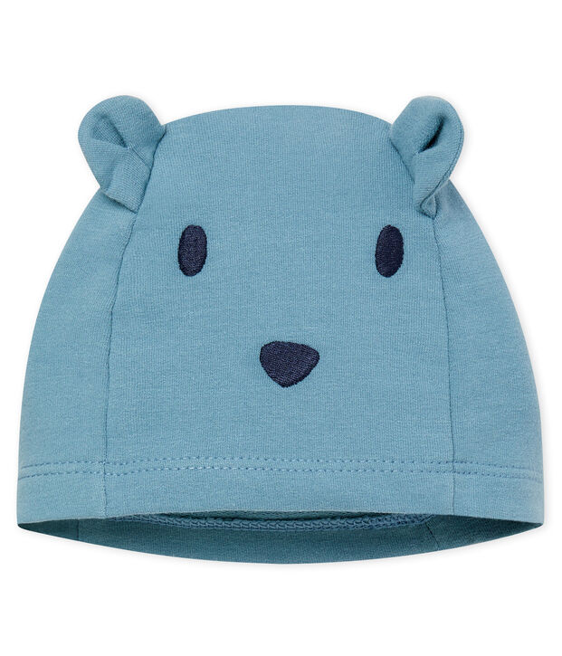 Gorro de beb&eacute; unisex realizado en mulet&oacute;n y elastano azul