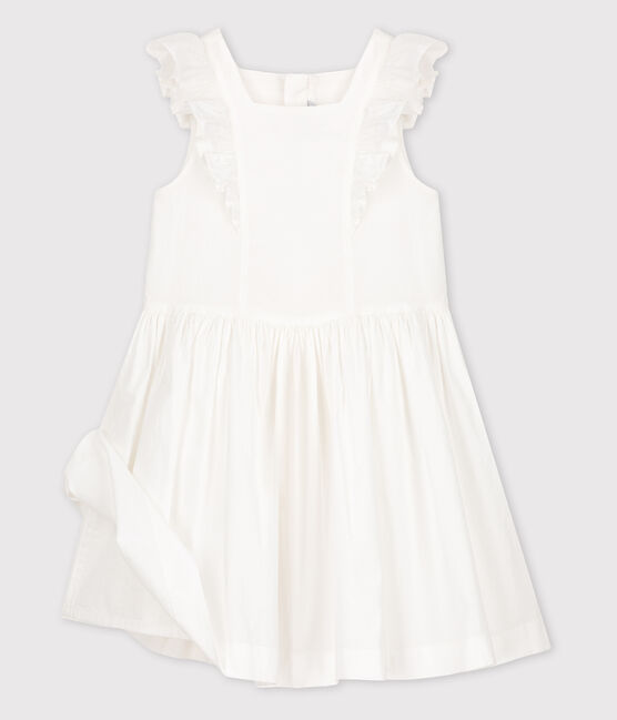 Vestido de celebración de popelina de niña blanco ECUME