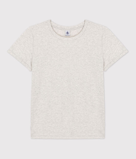 Camiseta LA RECTA de algodón orgánico con cuello redondo para mujer gris BELUGA CHINE