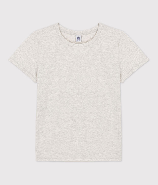 Camiseta LA RECTA de algod&oacute;n org&aacute;nico con cuello redondo para mujer gris