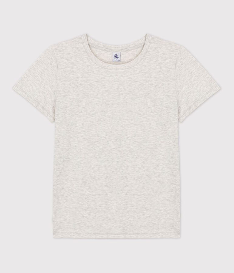 Camiseta LA RECTA de algod&oacute;n org&aacute;nico con cuello redondo para mujer gris BELUGA CHINE