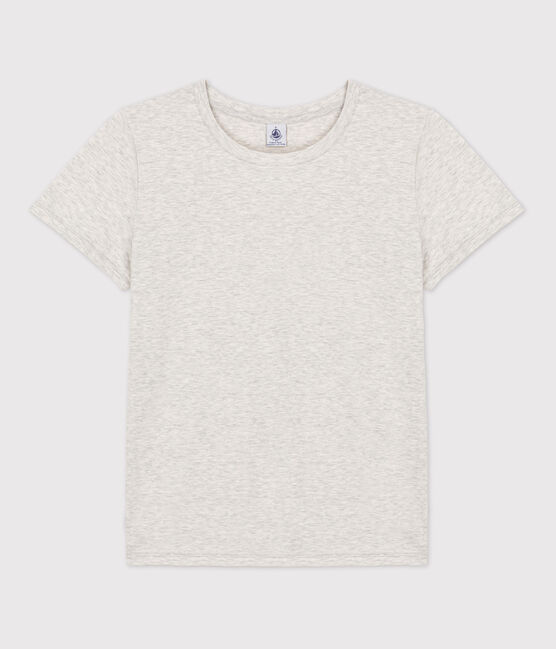 Camiseta LA RECTA de algodón orgánico con cuello redondo para mujer gris BELUGA CHINE