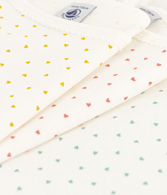 Juego de 3 camisetas de tirantes de algodón con corazoncitos para niña variante 1