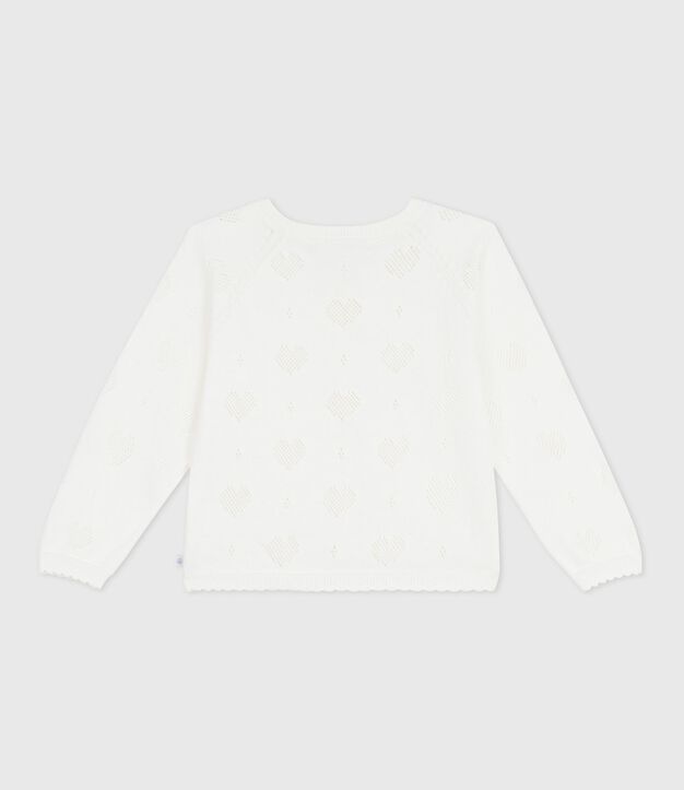 C&aacute;rdigan infantil liso de algod&oacute;n blanco