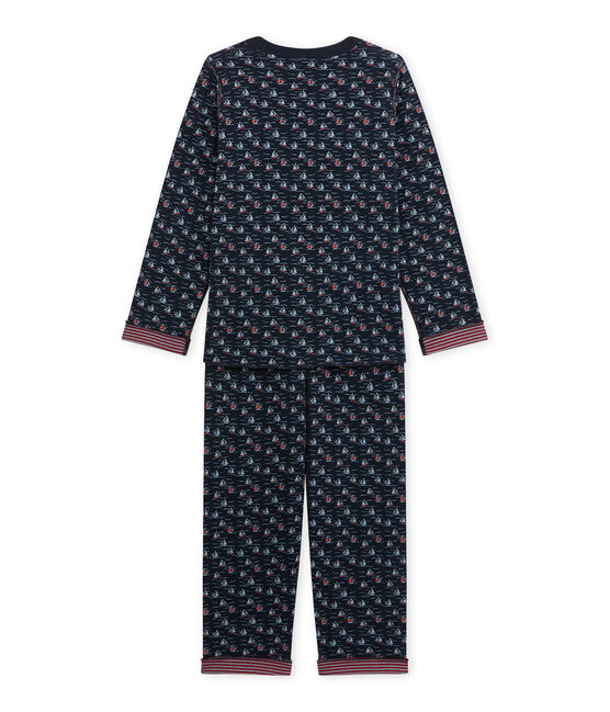 Pijama reversible para niño azul SMOKING/blanco MULTICO