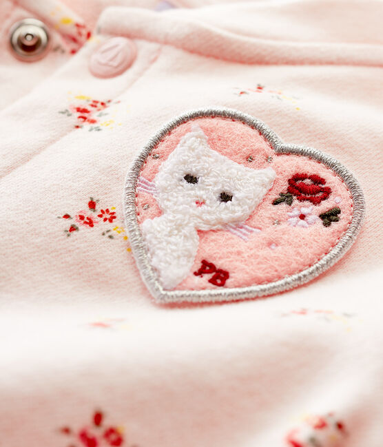 Abrigo teddy estampado de bebé niña rosa FLEUR/blanco MULTICO