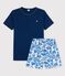 Pijama corto azul de algodón de chico azul MEDIEVAL/blanco MULTICO