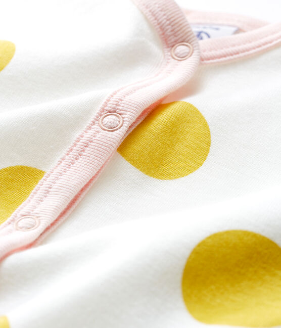 Pijama sin pies de punto para bebé niña blanco MARSHMALLOW+BLE