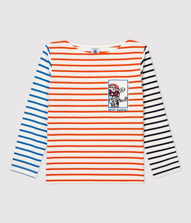 Camiseta de manga larga de ni&ntilde;o/ni&ntilde;a blanco/naranja/multicolor