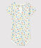 Bodi de bebé con cuello isabelino y estampado floral de algodón blanco MARSHMALLOW/blanco MULTICO