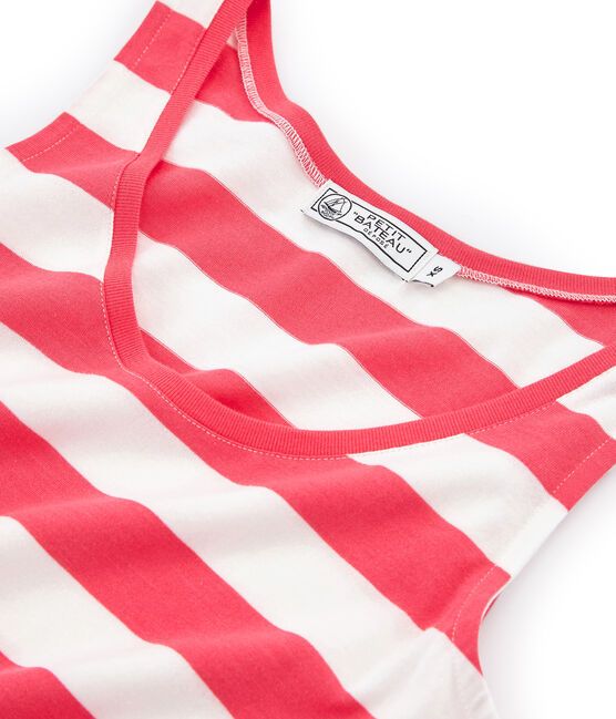 Vestido sin mangas para mujer rosa GROSEILLER/blanco MARSHMALLOW