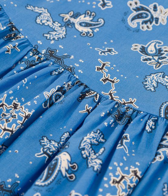 Vestido de popelina de manga corta con estampado de bandana para bebé azul BRASIER/blanco MULTICO